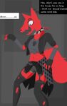adventures_with_anxiety beebee_(adventures_with_anxiety) black_clothing black_dress bone canid canine clothing dress hi_res mammal ogwyn_dieselo red_body skull speech_box