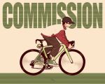  ambiguous_gender bicycle black_hair black_headwear blending brown_pants commission copyright_request goggles green_footwear highres long_sleeves pants riding riding_bicycle shoes short_hair solo syooooyoooo 