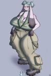 &lt;3 anthro big_breasts blush boots bottomwear breasts cargo_pants clothing ear_piercing female footwear ghostcoronel2 hi_res lagomorph leporid long_ears mammal pants piercing rabbit smile solo