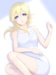  1girl blonde_hair blue_eyes breasts dress highres kingdom_hearts kingdom_hearts_ii lips long_hair looking_at_viewer namine solo usata white_dress 