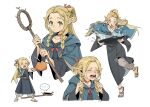 absurd_res blonde_hair bodily_fluids clothing delicious_in_dungeon elf female fightingdodo95 food footwear green_eyes hair hi_res humanoid humanoid_pointy_ears light_body light_skin long_hair marcille_donato meat not_furry open_mouth simple_background solo staff tears