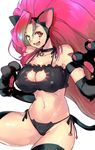  alternate_eye_color alternate_hair_color animal_ears bare_shoulders bell big_hair breasts cat_cutout cat_ear_panties cat_ears cat_lingerie cleavage cleavage_cutout commentary_request covered_nipples fang felicia jingle_bell large_breasts long_hair looking_at_viewer meme_attire negresco panties paws red_eyes red_hair side-tie_panties simple_background solo tail thick_thighs thighhighs thighs underwear underwear_only vampire_(game) white_background white_legwear 