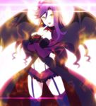  almaria ange_vierge demon_wings fangs garter_straps highres long_hair purple_hair screencap solo thighhighs wings yellow_eyes 