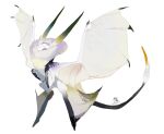  animal_focus black_tail bug colored_skin creature dragon_wings full_body green_horns highres horns kamikiririp leg_wings moth original solo two-tone_tail white_background white_skin wings yellow_horns 