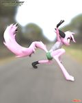  3d_(artwork) action_pose anthro bbmbbf clothed clothing digital_media_(artwork) dreamkeepers female fur mammal palcomix pink_fur solo viriathus 