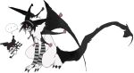  animal_ears animal_focus arm_warmers bat_wings black_arm_warmers black_eyes black_hair black_tail claws grey_arm_warmers grey_hairband hairband highres inset kamikiririp kuromi monsterification neck_fur sanrio solo two-tone_arm_warmers white_background white_fur wings 