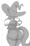 2024 4_fingers anthro big_breasts big_butt bimm biped bottom_heavy breasts butt cheek_tuft clothing curled_hair dbaru digital_drawing_(artwork) digital_media_(artwork) domestic_cat ear_piercing ear_stud ears_through_headwear english_text everyone_is_so_mean_to_me faceless_anthro faceless_character faceless_female facial_tuft felid feline felis female fingers fur fur_tuft greyscale hair hand_on_arm hand_on_own_arm hat hat_only headgear headgear_only headwear headwear_only hi_res holding_arm huge_butt humanoid_hands legs_together long_hair mammal meme mighty_magiswords monochrome mostly_nude mostly_nude_anthro mostly_nude_female piercing portrait prick_ears side_boob snout solo standing tail text thick_thighs three-quarter_portrait three-quarter_view tuft whiskers white_text witch_hat witch_hat_only