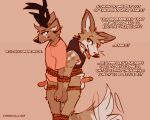2024 annoyed anthro antlers arms_tied bdsm biped bondage bound bound_together brown_body brown_fur canid canine canis cantio_(lawyerdog) coyote deer dialogue digital_media_(artwork) duo english_text erection fur genitals horn humanoid_genitalia humanoid_penis lawyerdog male male/male mammal multicolored_body multicolored_fur panko_(lawyerdog) penis restraints rope rope_bondage simple_background smile text tongue tongue_out white_body white_fur
