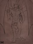  abs animal_genitalia athletic balls big_balls bng bouncing_balls carrion_(character) clothed clothing dragon erection evil_grin genital_slit horn male open_shirt penis reptile scalie slit smile solo tapering_penis undressing wings 