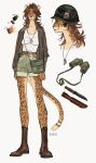 absurd_res anthro binoculars boots bottomwear cheetah clothing combat_boots digital_media_(artwork) epra felid feline female footwear hair hi_res jacket_only knife leopard mammal military military_helmet model_sheet pantherine peachylu shirt solo tail tank_top topwear