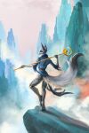  anthro canid canine dragon_warrior dreamworks elkir female fox hi_res kung_fu_panda mammal mountain_range painting_(artwork) solo tail traditional_media_(artwork) zhen_(kung_fu_panda) 