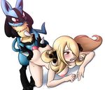  anal anal_penetration blush breasts catunder cynthia female from_behind_position human interspecies lucario male male/female mammal nintendo nipples penetration penis pok&eacute;mon red_eyes sex sweat video_games 