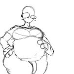  1:1 alien belly bloated breasts gock monochrome overweight stuffing thick_thighs wide_hips 