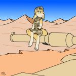  armor battle_fennec battle_fennec_(artist) camo canid canine canon cliff clothing desert female fennec fox gloves gun helmet mammal mounds ranged_weapon sand_dunes shorts tank vehicle vest weapon 