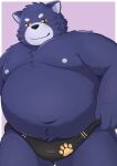 2024 anthro belly big_belly black_nose bulge clothing domestic_cat felid feline felis guratan_wa kemono male mammal moobs navel nipples overweight overweight_male simple_background smile solo underwear