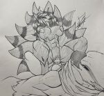  abs absurd_res anthro breasts canid canine capcom cowgirl_position duo female flying_wyvern fox from_front_position graphite_(artwork) grin hair hi_res horn hybrid knot lipstick makeup male male/female mammal many_tails markings monster_hunter nargacuga nipple_piercing nipples on_bottom on_top pen_(artwork) pencil_(artwork) penetration piercing scarf sex smile sparky_takashii tongue tongue_out traditional_media_(artwork) vaginal vaginal_penetration vayhl&#039;ayne_(vahlyance) 