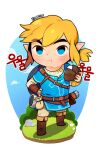  blonde_hair blue_eyes blush boots breath_of_the_wild clothing cloud day eating food footwear grass hair humanoid humanoid_pointy_ears light_body light_skin male nintendo not_furry onigiri plant ponytail rice salmon_go simple_background solo the_legend_of_zelda toon_link wind_waker 