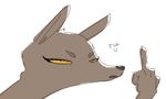  anthro avo_(weaver) canine disney english_text fan_character female frown glare jackal looking_at_viewer low_res mammal middle_finger nobody_(artist) orange_sclera pack_street reaction_image text zootopia 