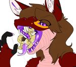  2016 anthro anus backsash black_nose brown_hair butt canine cuntboy digital_media_(artwork) duo fennec fox fur hair hybrid intersex iradium_pyros male mammal nude open_mouth purple_eyes pussy reptile saliva scalie size_difference snake snolf teeth tongue tongue_out vore zer0sanguine 