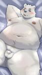 2024 after_masturbation anthro bear belly big_belly black_nose blush bodily_fluids cum genital_fluids genitals hi_res kemono lying male mammal menmen_kesinn micropenis moobs navel nipples overweight overweight_male penis polar_bear small_penis solo ursine white_body