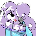  anthro breasts cartoon_network cleavage clothed clothing cloud curly_hair dress exposed_shoulders eyeless female flutteringpie hair lips mature_female microphone mother parent pink_lips solo the_amazing_world_of_gumball yuki_yoshida 