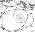  anthro areola belly big_belly big_breasts bodily_fluids breasts close_to_bursting crown dialogue female garuda_six headgear hi_res huge_belly huge_breasts huge_thighs hyper hyper_belly hyper_breasts lagomorph leporid mammal may_(garuda_six) monochrome morbidly_obese morbidly_obese_anthro morbidly_obese_female motion_lines navel nipples obese obese_anthro obese_female open_mouth overweight overweight_anthro overweight_female rabbit rumbling_stomach solo sound_effects speech_bubble stuffing sweat text thick_thighs weight_gain 