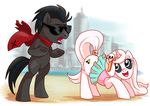  adlynh black_eyes black_fur black_hair clothed clothing cutie_mark detailed_background duo equine eyelashes eyewear fan_character female feral fur gangnam_style hair hooves horn male mammal my_little_pony open_mouth scarf smile standing sunglasses tongue unicorn 