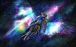  absurd_res anthro armor capcom comet flying flying_wyvern glowing glowing_eyes hi_res hybrid magic_wings male monster_hunter nargacuga occult_symbol scarf sigil silver_warrior08 solo space symbol vayhl&#039;ayne_(vahlyance) 