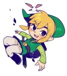 blonde_hair blush boots bottomwear clothing elf fairy footwear hair hat headgear headwear humanoid_pointy_ears hylian light_body light_skin looking_at_viewer male navi nintendo not_furry ocarina_of_time open_mouth open_smile pants salmon_go shirt smile the_legend_of_zelda tongue toon_link topwear tunic wind_waker