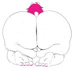 anthro bear big_butt bodily_fluids butt colored_nails female fur genitals hair hi_res huge_butt mammal nails noelle_(twistcmyk) overweight overweight_female pink_hair pink_nails polar_bear pussy simple_background small_tail snackdumpster solo sweat tail twistcmyk ursine white_background white_body white_fur