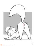  2016 all_fours anus ass_up breasts butt cat cats_don&#039;t_dance exposed feline female fur joe_randel mammal nipples nude pussy raised_tail sawyer_(cats_don&#039;t_dance) simple_background stretching white_fur white_tail 