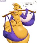  absurd_res bandai_namco big_breasts breasts clothing curvy_anthro curvy_female dialogue digimon digimon_(species) english_text female hi_res huge_breasts hyper hyper_breasts renamon solo speech_bubble text winter_nacht 