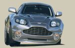  artist_name aston_martin aston_martin_vanquish brown_background car chibi grey_car highres motor_vehicle no_humans original shadow sports_car stitched vehicle_focus will_pierce 