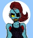  anthro armpit_hair body_hair chest_hair facial_hair female female_with_facial_hair fish hairy hi_res marine mustache norazors_(artist) solo stubble teeth undertale_(series) undyne yellow_teeth 