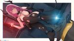  1girl artist_name azur_lane bound_ankles breasts chain crossed_legs dan-98 demon_girl demon_horns demon_tail devonshire_(azur_lane) devonshire_(sadistic_demon)_(azur_lane) dutch_angle elbow_gloves gem gloves hair_intakes highres horns large_breasts long_hair official_alternate_costume patreon_username pink_hair pixiv_username purple_hair red_gemstone single_elbow_glove sitting tail thighhighs torn_clothes torn_thighhighs yellow_eyes 