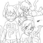  2015 anthro arthropod cat cub digital_media_(artwork) eyewear feline food glasses insect looking_at_viewer male mammal manmosu_marimo shota shota_feline_(marimo) simple_background sketch tagme white_background young 