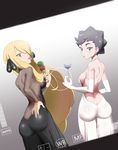  :o ass backless_dress backless_outfit bare_back black_dress black_hair blonde_hair blue_eyes breasts carnet_(pokemon) commentary_request cup dress drinking_glass elbow_gloves gloves grey_eyes hair_ornament ice_cream_cone long_hair looking_at_viewer looking_back medium_breasts mm_(pixiv2899112) multiple_girls no_bra no_panties pokemon pokemon_(anime) pokemon_(game) pokemon_dppt pokemon_xy see-through shirona_(pokemon) short_hair sideboob tongue tongue_out very_long_hair white_dress white_gloves wine_glass 