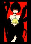  alice_(megami_tensei) cloak collar collarbone highres jewelry kuromasa_shisei looking_at_viewer multiple_girls navel necklace persona persona_5 red_eyes short_hair spiked_collar spikes takemi_tae 