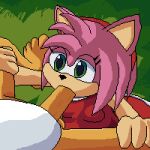 amy_rose animated anthro balls clothing dress duo fellatio female fur genitals green_eyes hair hi_res lawealewd male male/female miles_prower oral penile penis sega sex sonic_the_hedgehog_(series) sucking