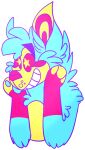 2017 alpha_channel ambiguous_gender anthro blue_body blue_fur blue_pawpads bust_portrait canid canine canis coyote digital_drawing_(artwork) digital_media_(artwork) discotheque_ricochet eyebrows fur handpaw head_tuft jaspering mammal nonbinary_(lore) nude outline pawpads paws pink_body pink_fur pink_inner_ear pink_nose pink_sclera portrait shaded simple_background snout soft_shading solo star_pupils striped_inner_ear transparent_background tuft whisker_spots white_outline yellow_body yellow_fur yellow_inner_ear