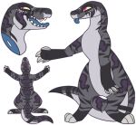 2017 alpha_channel ambiguous_gender anthro blue-tongued_skink blue_tongue claws digital_drawing_(artwork) digital_media_(artwork) digitigrade featureless_crotch flat_colors grey_body grey_claws grey_scales jaspering lizard markings model_sheet nude open_mouth outline pink_eyes purple_markings purple_outline reptile scales scalie simple_background skink snout solo standing striped_body striped_scales stripes tail teeth tongue tongue_out transparent_background yellow_sclera