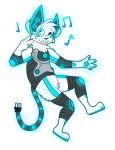 2017 alpha_channel anthro black_nose blue_blush blue_eyes blue_markings blue_outline blush blush_stickers digital_drawing_(artwork) digital_media_(artwork) domestic_cat electrical_plug_tail felid feline felis flat_colors fur gesture glowing glowing_ears glowing_pawpads hand_gesture hi_res hindpaw jaspering machine male mammal markings musical_note one_eye_closed outline pawpads paws plantigrade robot simple_background smile solo transparent_background v_sign whisker_spots white_body white_fur wink