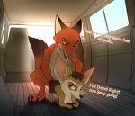 3_toes anal anthro canid canine dialogue disney duo feet fennec_fox finnick_(zootopia) fox from_behind_position genitals hi_res male male/male mammal nick_wilde penis sex seyrmo size_difference toes true_fox zootopia