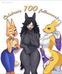 bandai_namco big_breasts breasts canid canine clothed clothing diane_foxington digimon digimon_(species) dreamworks female fox fur group hi_res humanoid looking_at_viewer mammal nude renamon scp-1471 scp_foundation smile tail the_bad_guys trio white_body white_fur whitebird447