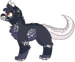2017 alligator alligatorid alpha_channel ambiguous_gender black_nose canid canine canis claws crocodilian digital_drawing_(artwork) digital_media_(artwork) digitigrade domestic_dog eyebrows feral flat_colors full-length_portrait fur grey_body grey_fur head_tuft hybrid jaspering mammal markings outline paws pink_eyes portrait pupils purple_outline reptile scales scalie simple_background slit_pupils snout solo spots spotted_markings standing transparent_background tuft whisker_spots white_body white_scales yellow_sclera