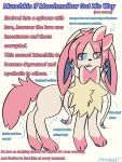 2024 3:4 absurd_res alternate_color alternate_form alternate_species ambiguous_gender character_name disgruntled ears_down eevee_costume eeveelution english_text feral feral_with_hair forced forced_transformation fur_clothing generation_6_pokemon greeting hair hi_res jackrabbit_(artist) lore model_sheet munchkin_(jackrabbit) nintendo pawpads paws pivoted_ears pokemon pokemon_(species) simplified_pawpads skinny slim solo sylveon text title transformation underweight