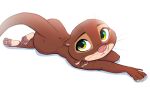 2024 anthro brown_body brown_fur disney eyebrows feet female fur green_eyes hand_on_arm hi_res looking_at_viewer lying mammal mrs._otterton mustelid nude on_front otter pawpads siroc solo tan_body tan_fur whiskers zootopia