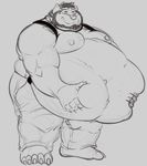  bear belly belly_overhang clothed clothing galvinwolf male mammal obese overweight suspenders topless 