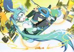  119 car green_hair hatsune_miku headphones long_hair motorcycle vocaloid 