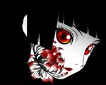  artist_request bangs black_hair blunt_bangs chrysanthemum enma_ai flower hime_cut jigoku_shoujo lipstick makeup red_eyes solo 